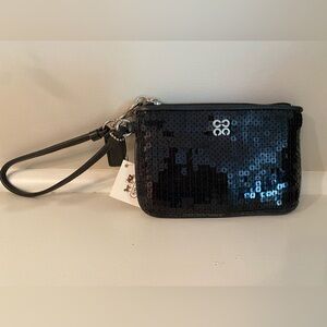 Coach black sequin wristlet
